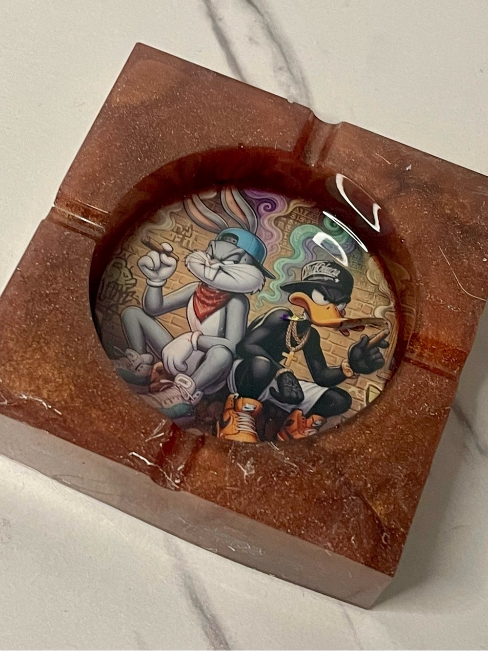 Bugs Bunny Daffy Duck Square Ashtray | 90s Cartoon Nostalgia Gift - Picture 3 of 8